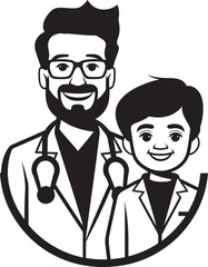 Wellness Weave Doctor Patient Synergy Woven in Black Iconic Design Healing Hues Exploring Doctor Patient Dynamics Through Black Vector Art