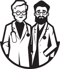 Healing Touch Doctors Compassionate Care for Patients in Black Iconic Logo Nurturing Bonds Doctor Patient Relationship in Black Vector Design