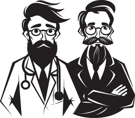 Nurturing Bonds Doctor Patient Relationship in Black Vector Design Compassionate Healing Doctors Commitment to Patients in Black Iconic Logo