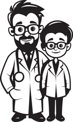 Empathy Illustrated Doctors Connection with Patients in Black Vector Art Healing Harmony Doctors Synergy with Patients in Black Color Vector Logo