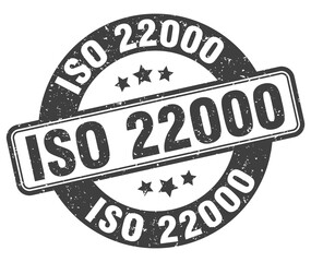 iso 22000 stamp. iso 22000 label. round grunge sign