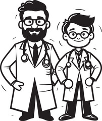 Compassionate Unity Doctors Empathy for Patients in Black Iconic Logo Empathetic Expressions Doctors Understanding of Patients in Black Vector Design