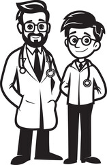 Fototapeta premium Designing Compassion Doctor Patient Bonds in Black Vector Form Healing Glyphs Black Vector Logo Depicting Doctor Patient Unity