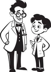 Nurturing Bonds Doctors Supportive Relationship with Patients in Black Iconic Logo Compassionate Healing Doctors Commitment to Patients in Black Color Vector Art