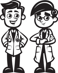 Compassionate Healing Doctors Commitment to Patients in Black Color Vector Art Empathy Illustrated Doctors Connection with Patients in Black Iconic Design