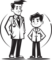Empathetic Care Doctors Supportive Approach to Patients in Black Vector Art Healing Journey Doctors Path Alongside Patients in Black Color Vector Logo