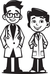 Healing Glyphs Black Vector Logo Depicting Doctor Patient Unity Icons of Empathy Doctor Patient Connections in Black Vector Design