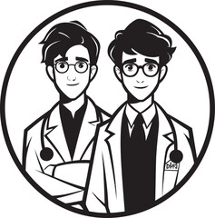 Compassionate Commitment Black Vector Logo Symbolizing Doctors Dedication to Patients Bonding for Better Doctor Patient Collaboration in Black Iconic Logo