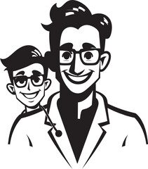 Empathic Expressions Doctors Understanding of Patients in Black Iconic Art Healing Harmony Doctors Synergy with Patients in Black Vector Logo