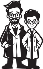 Compassionate Encounters Doctors Empathy Towards Patients in Black Iconic Design Nurturing Bonds Doctors Supportive Relationship with Patients in Black Vector Logo