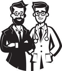 Naklejka premium Healing Hands Doctors Compassionate Care for Patients in Black Vector Design Compassionate Chronicles Doctors Journey with Patients in Black Iconic Logo