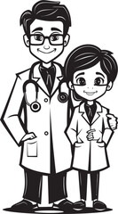 Compassionate Chronicles Doctors Journey with Patients in Black Iconic Logo Empathetic Icons Doctor Patient Interactions in Black Vector Art