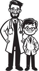Fototapeta premium Designing Empathy Doctor Patient Unity in Black Vector Symbolism Compassionate Cadence Doctor Patient Harmony in Black Iconic Design