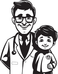 Sympathetic Strokes Doctor Patient Unity in Black Vector Composition Compassionate Canvases Doctor Patient Harmony in Black Iconic Imagery