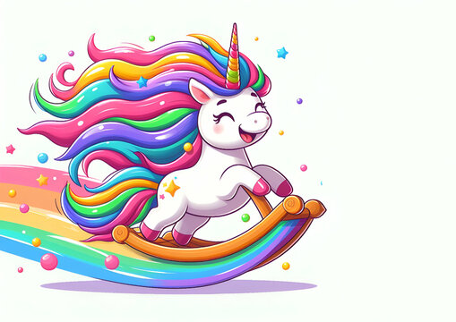 colorful Unicorn and withe background ai genetrative