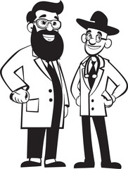 Healing Icons Doctor Patient Bonds Depicted in Black Iconic Symbolism Empathetic Artistry Doctor Patient Unity in Black Vector Imagery