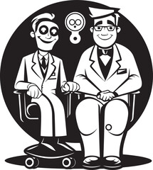 Nurturing Wellness Doctor Patient Synergy in Iconic Black Vector The Art of Healing A Doctors Guide Through Patient Encounters