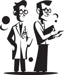 Empathetic Endeavors Doctor Patient Bonds Illustrated in Black Iconic Composition Compassionate Canvases Doctor Patient Unity Portrayed in Black Vector Design