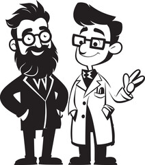 Empathetic Artistry Doctor Patient Unity in Black Vector Imagery Compassionate Canvases Doctor Patient Bonds Illustrated in Black Iconic Composition