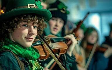 Group of young people performs St. Patrick's Day celebrations