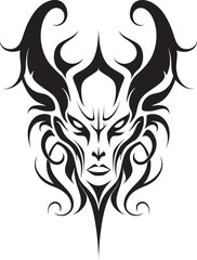 Sinister Seal Devilhead Tattoo Icon in Black Obsidian Oath Vector Devilhead Design for the Dark