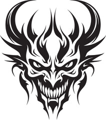 Dark Dominion Evil Devilhead Icon in Ebony Temptation Token Sinister Devilhead Logo in Black Vector