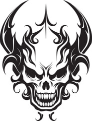Shadowed Sovereignty Sinister Devilhead Tattoo Vector Abyssal Legacy Evil Devilhead Icon in Black