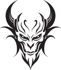 Infernal Insignia Black Devilhead Logo Vector Malevolent Majesty Sinister Devilhead Emblem in Dark Hue