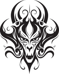 Demonic Decree Sinister Devilhead Symbol Design Dark Dominion Devilhead Tattoo Vector in Ebony