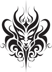 Temptation Token Evil Devilhead Icon in Black Shadowed Sovereignty Sinister Devilhead Tattoo Vector Logo
