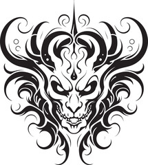 Malevolent Mark Evil Devilhead Inked in Black Iconic Design Dark Temptation Devilhead Tattoo in Black Color Vector Logo