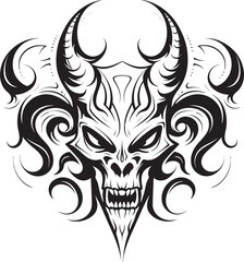 Sinuous Seal Black Devilhead Vector Dark Dominion Devilhead Tattoo Symbol