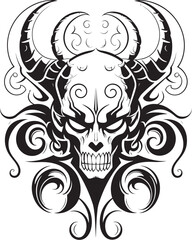 Temptation Token Devilhead Logo in Black Shadowed Sovereignty Sinister Devilhead Tattoo Logo
