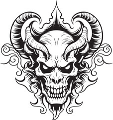 Abyssal Aura Evil Devilhead Logo Design Onyx Obsession Sinister Devilhead Icon in Vector