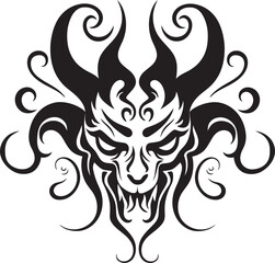 Sinuous Shadow Black Vector Devilhead Design Temptation Token Devilhead Logo in Ebony