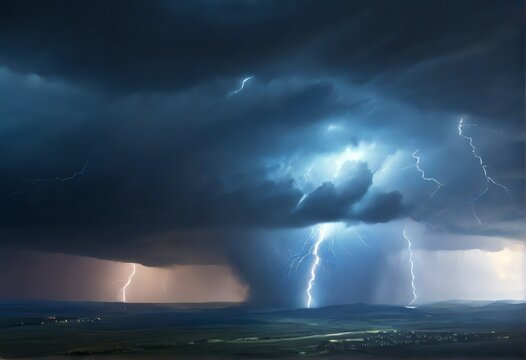 A picture of a storm with a bright bluel light in the background from Generative AI