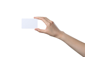 PNG,blank piece of paper in a woman's hands, isolated on white background