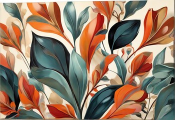 Abstract plant art design for wall framed prints canvas prints from Generative AI