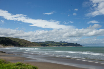 Fototapeta na wymiar Beach at Castle point coast New Zealand. Pacific Ocean.