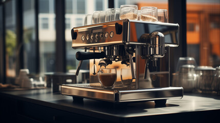 Fototapeta na wymiar coffee maker machine in a Restaurant or cafe, coffee business