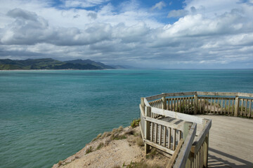 Viewing poit at Castle point coast New Zealand. Pacific Ocean.