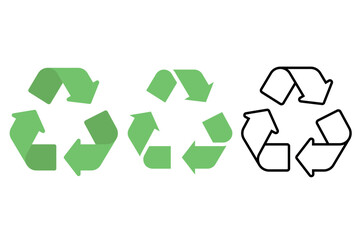Recycle sign outline flat glyph