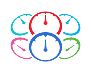 multicolored speedometer concept. vector dial symbol