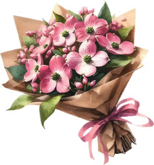 bouquet of pink dogwood flowers generative ai
