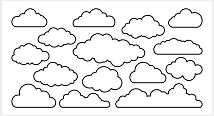 Cloud set icon isolated. Weather symbol clipart. Outline Vector stock illustration EPS 10