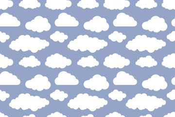 Blue cloud seamless pattern Stencil Vector stock illustration EPS 10 - obrazy, fototapety, plakaty