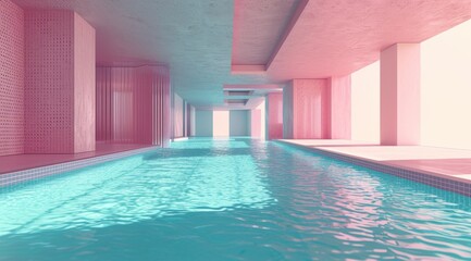 Fototapeta na wymiar Futuristic room in pastel colors. Architecture interior background. 3d render