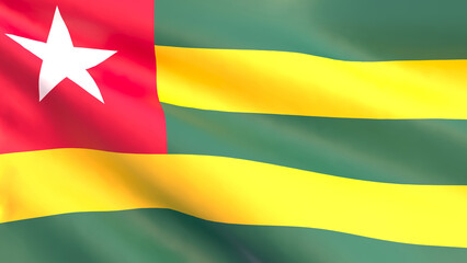 3D render - the national flag of Togo fluttering in the wind