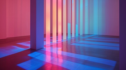 Futuristic room in pastel colors. Architecture interior background. 3d render