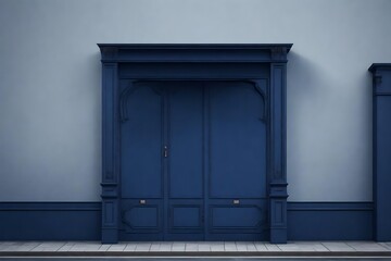 marine blue storefront template , vintage european boutique facade mockup